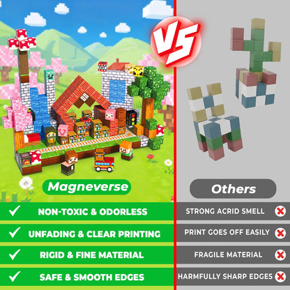 300 PCS Magnetic Blocks - Magnetic Building Block, Stacking Magnet Building Cubes for Kids, Magnetic Construction Toy for Boy Girl, STEM Montessori Sensory Toy Ages 3-12 Years Old Birthday Gift