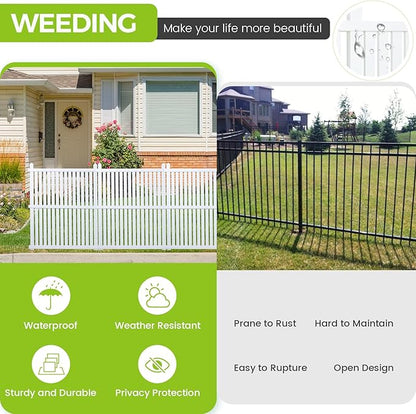 Air Conditioner Fence 48" W X 48" H Trash Can Fence Pool Equipment Enclosure Vinyl Privacy Fence Outdoor No Dig Privacy Fence 3 Panels with Metal Stake, White