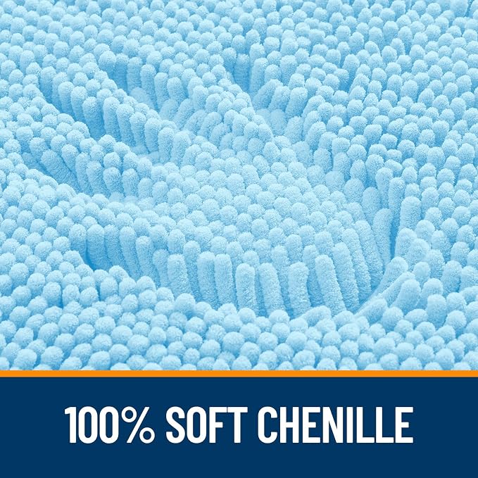 OLANLY Large Bathroom Rugs 47x32, Extra Soft Absorbent Chenille Bath Rugs, Rubber Backing Quick Dry, Machine Washable Bath Mats for Bathroom Floor, Tub and Shower, Home Decor Accessories, Sky Blue