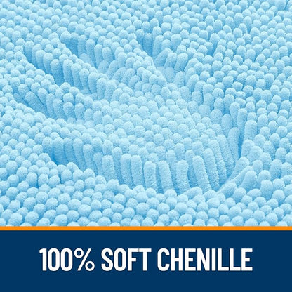 OLANLY Large Bathroom Rugs 40x32, Extra Soft Absorbent Chenille Bath Rugs, Rubber Backing Quick Dry, Machine Washable Bath Mats for Bathroom Floor, Tub and Shower, Home Decor Accessories, Sky Blue