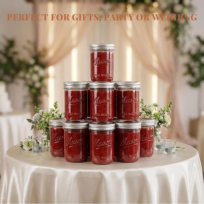 CycleMore 16oz Embossed Glass Mason Jars with Two Types of Lids – Set of 6 | One-Piece & Stainless Steel Split Lids. BPA-Free & Durable Glass. Dishwasher Safe. Non-Slip Grip. Vintage Style.