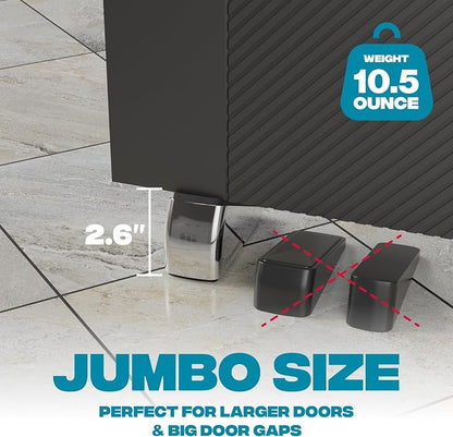 Strongest Home 2-Pack XL Heavy Duty Door Stoppers for Bottom of Door - Durable Door Stop Wedge with Superior Grip, X-Large Rubber Door Stopper Wedge for Large Gaps & Any Surface, 5-Inch Long - Chrome