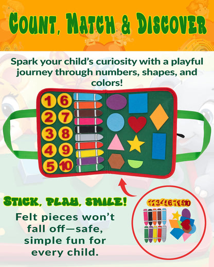 HappyVk Educational Felt Story Board Set – One Felt Board and 154 Pieces Storytelling Learning Kit for Toddlers and A Felt Activity Board Game with 10 Weaving Strips - Montessori Toys Activity Board