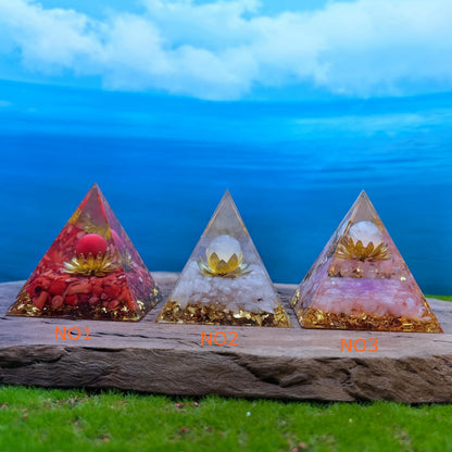 Healing Crystals Orgone Pyramid for Positive Energy, Stress Reduction, and Attracting Wealth and Luck Reduce Stress and Promote Healing with this Crystal Pyramid Home Decor (NO3,6cm)