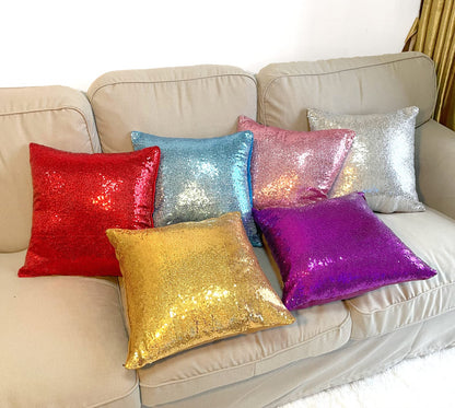 iMaylex Sequin Decorative Square Sparkling Comfy Throw Pillow Covers for Easter Lumbar Fall Party, Wedding, Christmas, New Year, Thansgiving, Halloween Decoration, Set of 2, 16'' x 16'', Iridescent