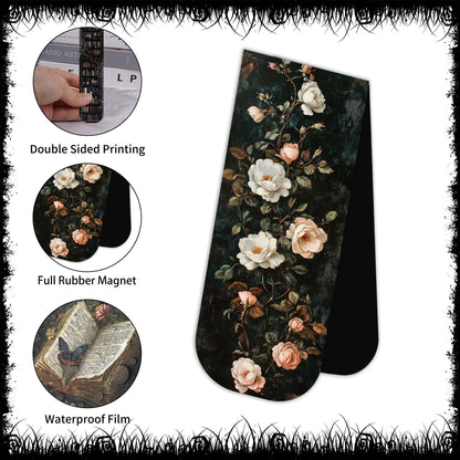 30PCS Dark Academia Magnetic Bookmarks Set, Aesthetic Gothic Skull Cat Rose Owl Book Mark Clips, Vintage Witchy Dark Romance Accessories for Women Men Students Book Lovers, 0.7×2.6in