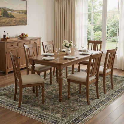 WITSHOCK 5x7 Area Rugs for Living Room: Vintage Modern Boho Moody Retro Antique Farmhouse Dark Carpet, Non-Slip Low Pile Stain Resistant Rug for Bedroom Dining Under Table, Brown Olive Green