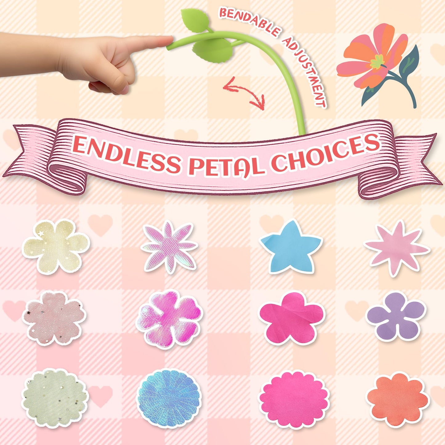 Kufanda DIY Fabric Flower Bouquets Toys Accessories Can Make 36 Flowers, DIY Arts & Crafts Toy Parts Christmas Gifts for Kids