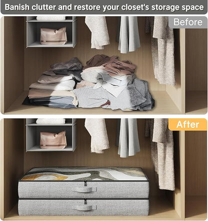 TidyCorner 2-Pack Under Bed Storage Containers, 4.5 Inches Tall Low Profile Underbed Clothes Storage Organizer Bin with Sturdy Sidewalls/Bottom, Underbed Storage Bins 2 Storage Thin Bins
