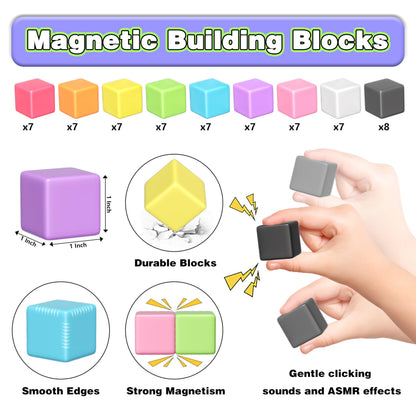 Apluses Magnetic Blocks, Magnet Building Cubes for Toddlers, Classroom Must Haves STEM Educational Toys for Kids, Autism Sensory Montessori Magnet Toys for 3 4 5 6 7 8 Year Old, Gift for Boys Girls
