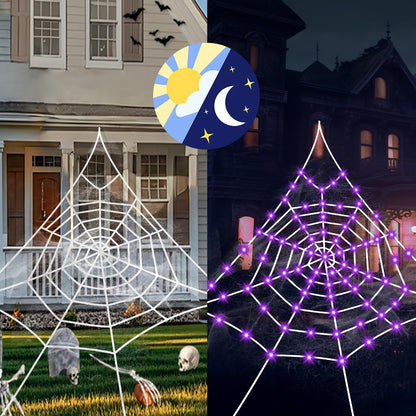 Giant Spider Webs Halloween Decoration Outdoor,Halloween Spider Web for Scary Halloween Yard Decorations