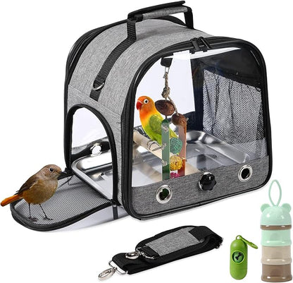 Bird Carrier Bag Bird Travel Cage with Stand, Small Bird Carrier for Parrot, Portable Bird Carrier Travel Bag, Pet Transparent Breathable Travel Cage