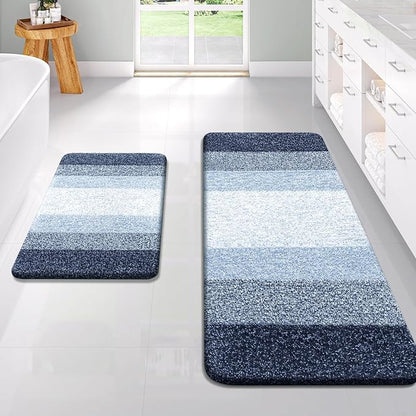OLANLY Bathroom Runner Rugs Mat 70x24, Extra Soft Absorbent Microfiber Bath Rugs, Rubber Backing, Quick Dry, Washable Long Bath Mats for Bathroom, Tub and Shower, Home Decor Accessories, Navy Blue