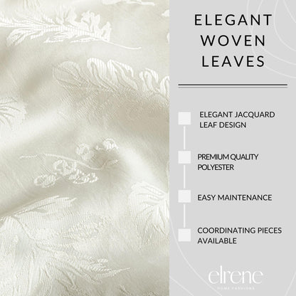 Elrene Home Fashions Elegant Woven Leaves Jacquard Damask Cloth Napkin Set, 17" x 17", Pack of 8, Ivory