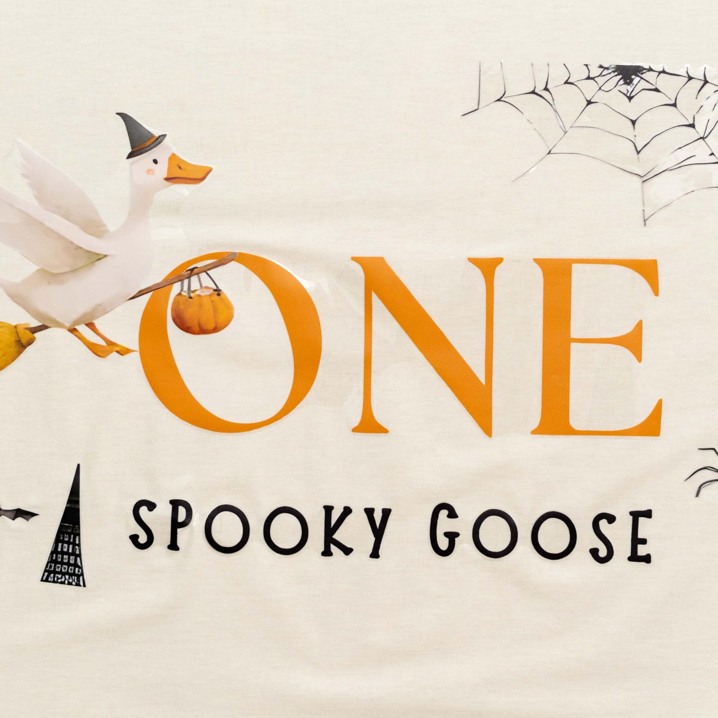 Capiont One Spooky Goose Decal - Halloween One Silly Goose Decor Sticker,Spooky Theme First Birthday Party Supplies,Spider Magic Goose Sign Balloon Arch Background Decorative Wall Decal (Goose Decal)