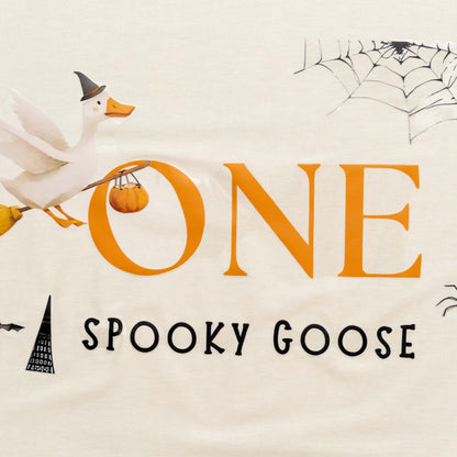 Capiont One Spooky Goose Decal - Halloween One Silly Goose Decor Sticker,Spooky Theme First Birthday Party Supplies,Spider Magic Goose Sign Balloon Arch Background Decorative Wall Decal (Goose Decal)