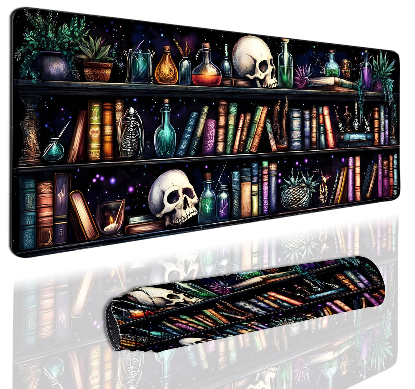 Extended Gaming Mouse Pad 31.5 x11.8 inch, Large Non-Slip Rubber Desk Mat for Gamers, Waterproof Smooth Surface for Precise Mouse Control, Washable Computer Keyboard Pad (Gothic Element Library)