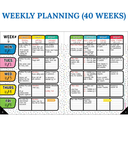 Carson Dellosa Happy Place Teacher Planner 2026-2027, Undated 8" x 11" Lesson Plan Book with Retro Stickers, Class Schedule, Weekly Calendar, Classroom Must Haves, Homeschool and School Supplies