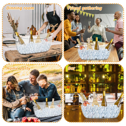 2 PCS Clear Ice Bucket Set - 5L Ice Buckets for Parties with Ice Bucket Scoop, Champagne Beer Tub Wine Beverage Bucket for Cocktail Bar, Parties, and Events