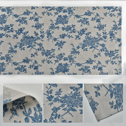 Artoid Mode Monochrome Sketch Branch Toile Textures Chinoiserie Cotton Dark Grey Table Runner, Seasonal Spring Summer Kitchen Dining Table Decoration for Home Party Decor 13x120 Inch