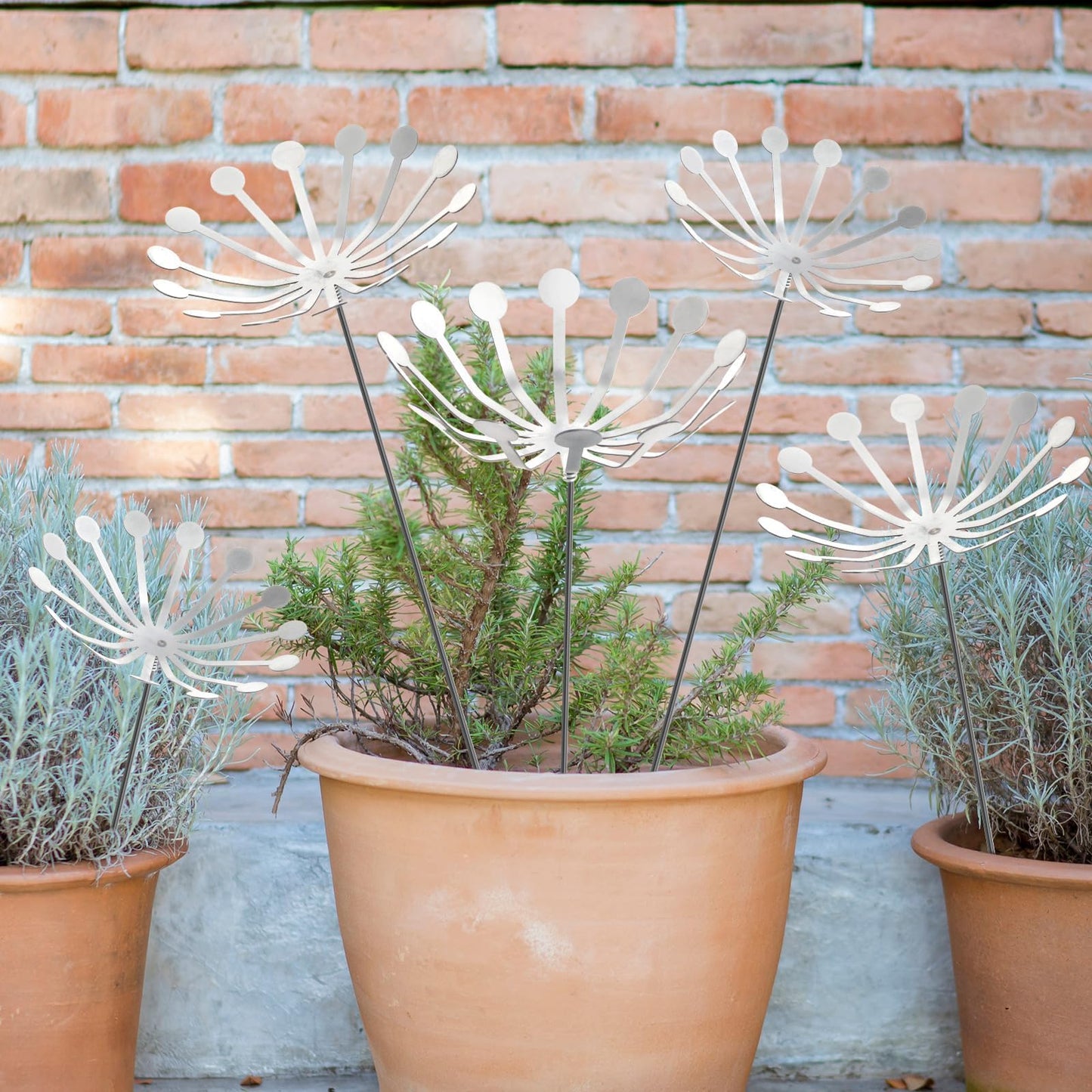 6Pcs Raw Dandelion Creativity Iron Art with Flower Stems Dandelions Garden Stake Metal Flower Pots Lawn Decor for Parents Gift Wedding Outdoor Furniture Home Yard Farm Courtyard Decoration