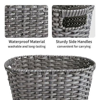GRANNY SAYS Wicker Bathroom Trash Can, Wicker Waste Basket for Bathroom, Office Trash Can, Trash Bin for Bedroom, Wastebasket with Handles, 15 Liters/4 Gallons