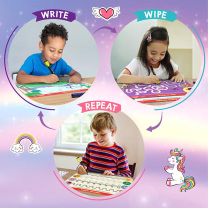 Skillmatics I Can Write Unicorns - Reusable Preschool Learning Activities, Educational Toy and Game, Back to School Supplies, Gifts for Students, Kids, Toddlers Ages 3, 4, 5, 6