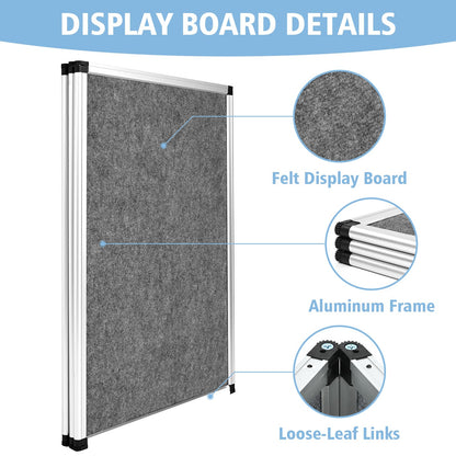 Nisorpa 3+1 Panel Trade Show Presentation Board 70.8 x 35.4 in Desktop Tri Fold Display Board Gray Single Sided Tabletop Display 4 Folding Panels with Moving Bag