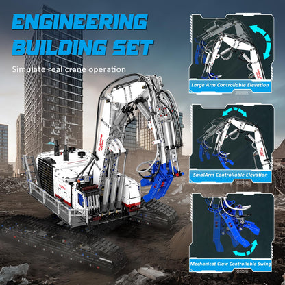 Mould King Mobile Demolition Crane Construction Set, APP Control Motorized Excavator Truck Building Blocks Kit, DIY Assembly STEM Car Toys for Adults - Perfect for Creative Play and Learning (4195+)