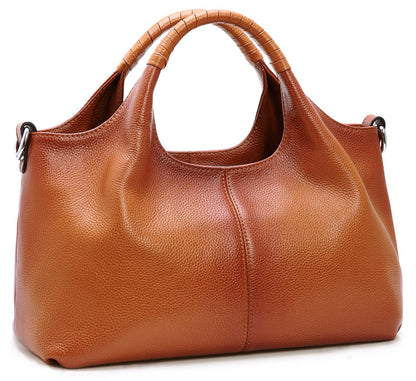 Iswee Genuine Leather Purses for Women Medium Size Satchel Handbags Crossbody Bag Shoulder Tote Bags Hobo Purses Trendy Ladies Hand Bag (Sorrel)