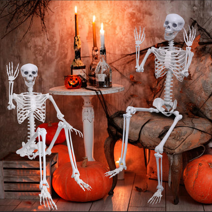 5.9Ft Halloween Life Size Skeleton Posable Skeleton Full Body Plastic Human with Adjustable Joints for Outdoor Indoor Halloween Decoration