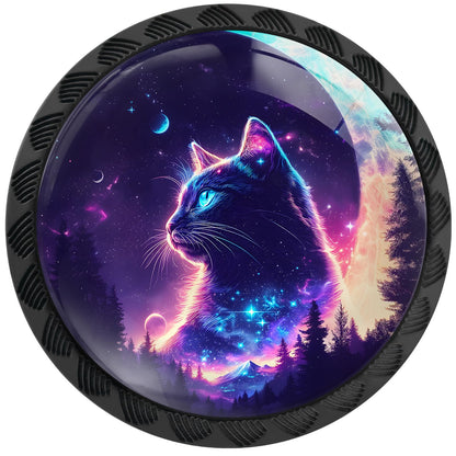 Artinhand 12 Pack Purple Cat Cabinet Knobs for Kitchen Bathroom