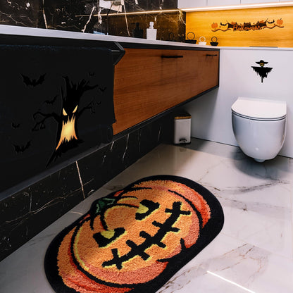 Halloween Pumpkin Bath Mat 20x32 Inch, Soft and Absorbent Tufted Fall Bathroom Rug Non Slip Washable, Autumn Halloween Bathroom Decor Rug Holiday Decorations