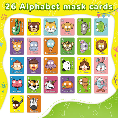 Broytain Alphabet Flash Cards,Giant ABC Animal Flash Cards for Toddler 3-5,26 Lowercase and Uppercase Letter Cards,Educational Learning Games for Kids,Preschool Kindergarten Toys