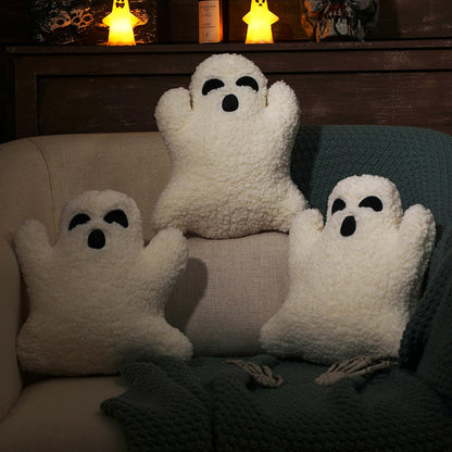 Shappy 3 Pcs Halloween Ghost Throw Pillows Cute Soft Throw Decorative Pillows for Halloween Decorative Home Bed Sofa with Ghost Decor Cushion