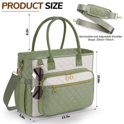 Large Bible Bag with Bible Cover Case for Women，Church Tote Bag Travel Bag Diaper Bag with Shoulder Strap for Teachers, Nurses, Moms, Bible Lovers(Green)