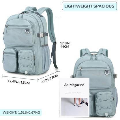 Lohol Water Resistant Backpack with Mulitiple Pockets for School Travel Outdoor College, 15.6 inch Laptop Daypack for Men and Women (Blue)
