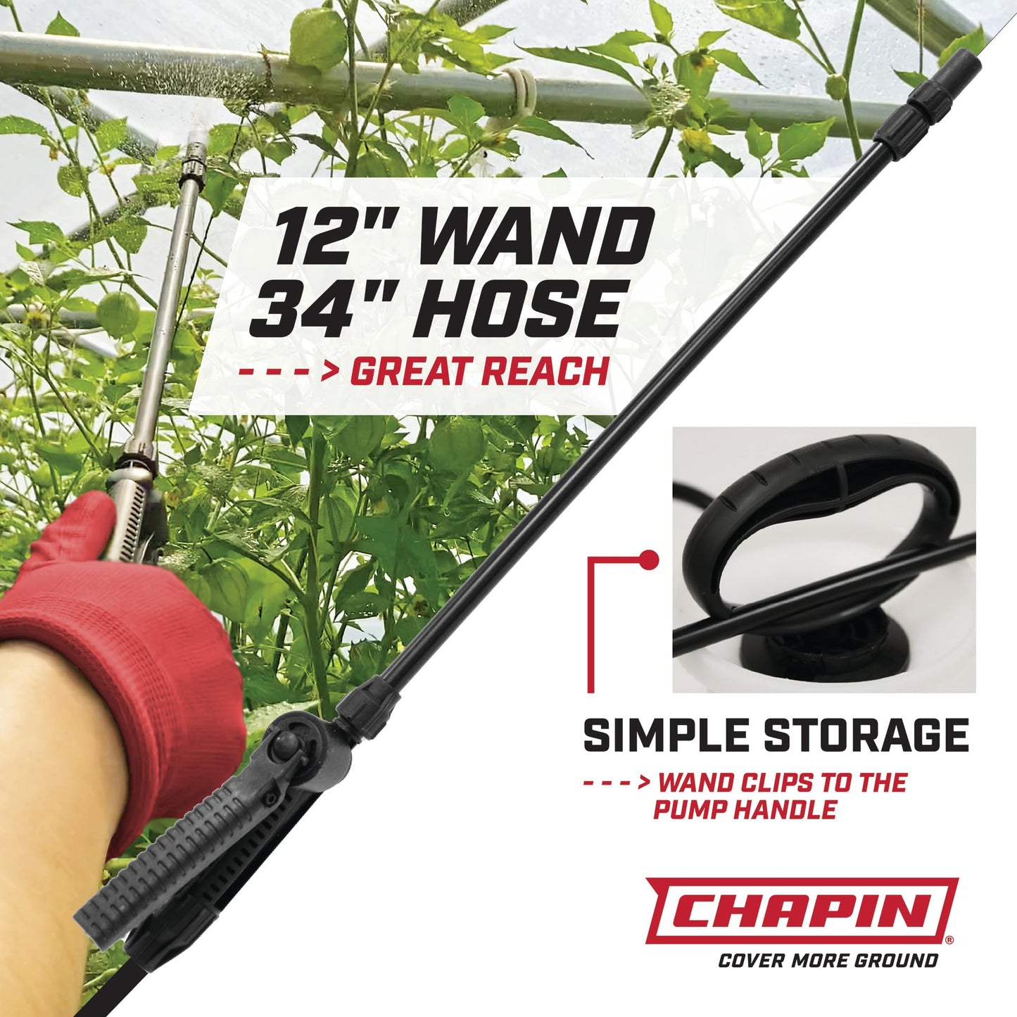 Chapin 20000 Made in USA 1 -Gallon Lawn and Garden Pump Pressured Sprayer, for Spraying Plants, Garden Watering, Weeds and Pests, Polypropylene, Translucent White