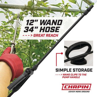 Chapin 20000 Made in USA 1 -Gallon Lawn and Garden Pump Pressured Sprayer, for Spraying Plants, Garden Watering, Weeds and Pests, Polypropylene, Translucent White