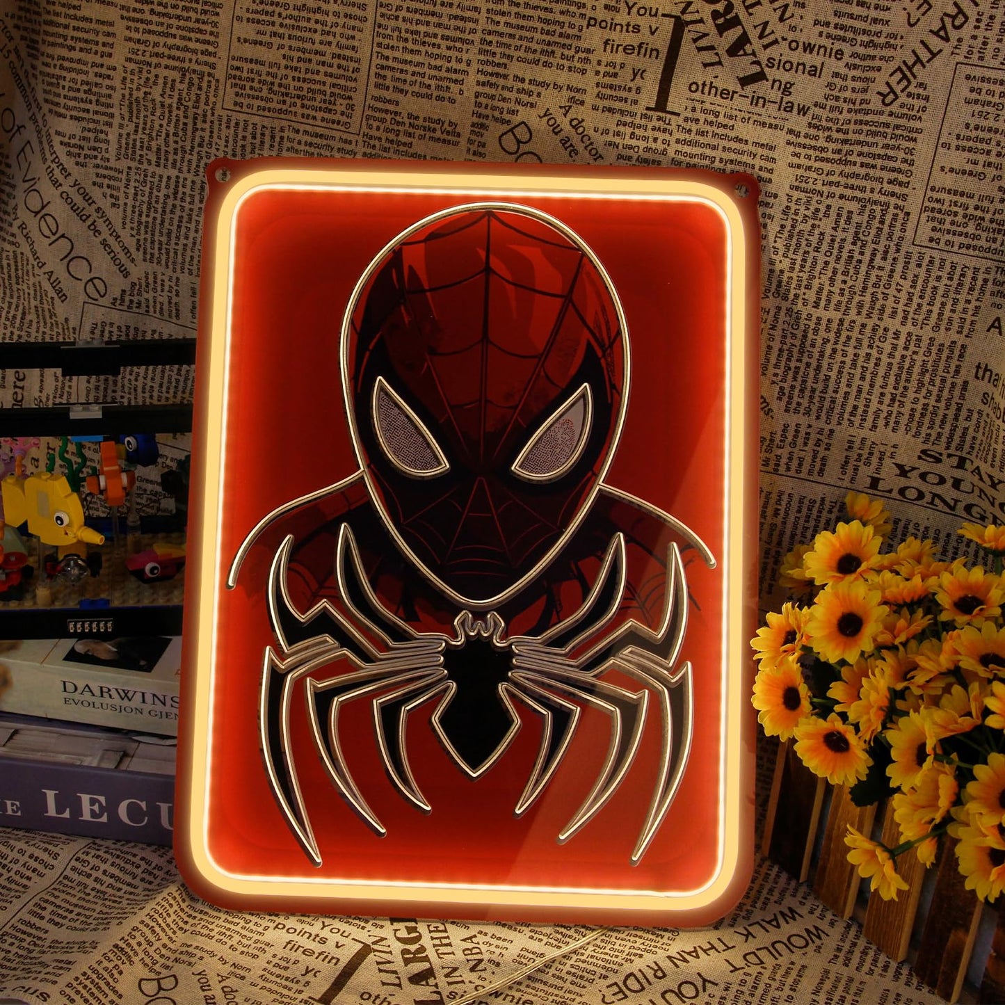 FRIFUN Spider Anime Neon Sign Led Light Up Sign Spiderman Neon Signs For Game Room Man Cave Bar Kids Bedroom Wall Decor Fun Birthday Gift