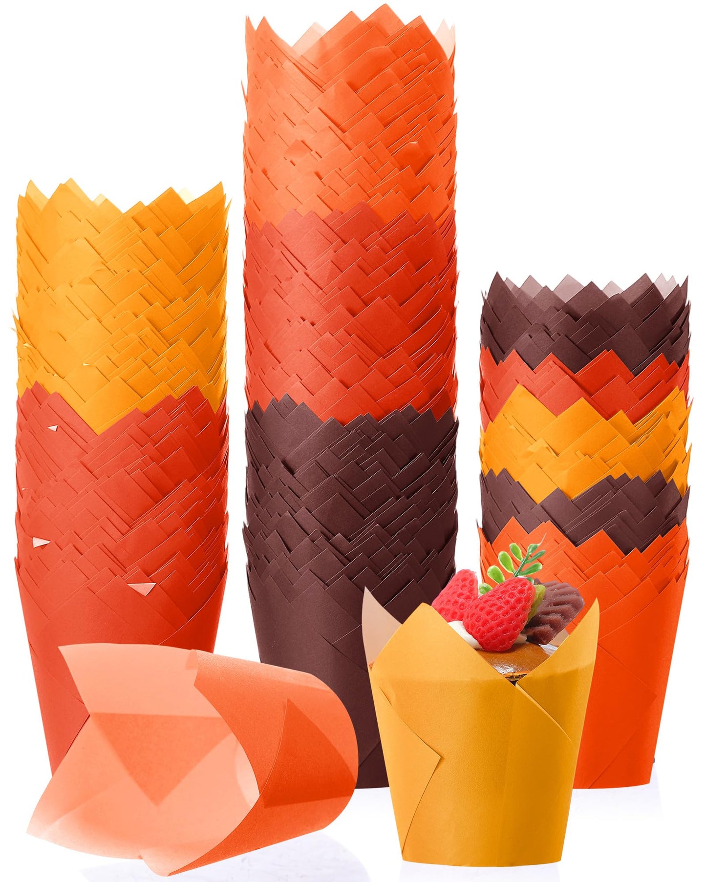 500 Pcs Fall Tulip Cupcake Liners Thanksgiving Muffin Baking Liners Holders Grease Proof Cake Liner Cupcake Wrappers for Autumn Thanksgiving Birthday Party