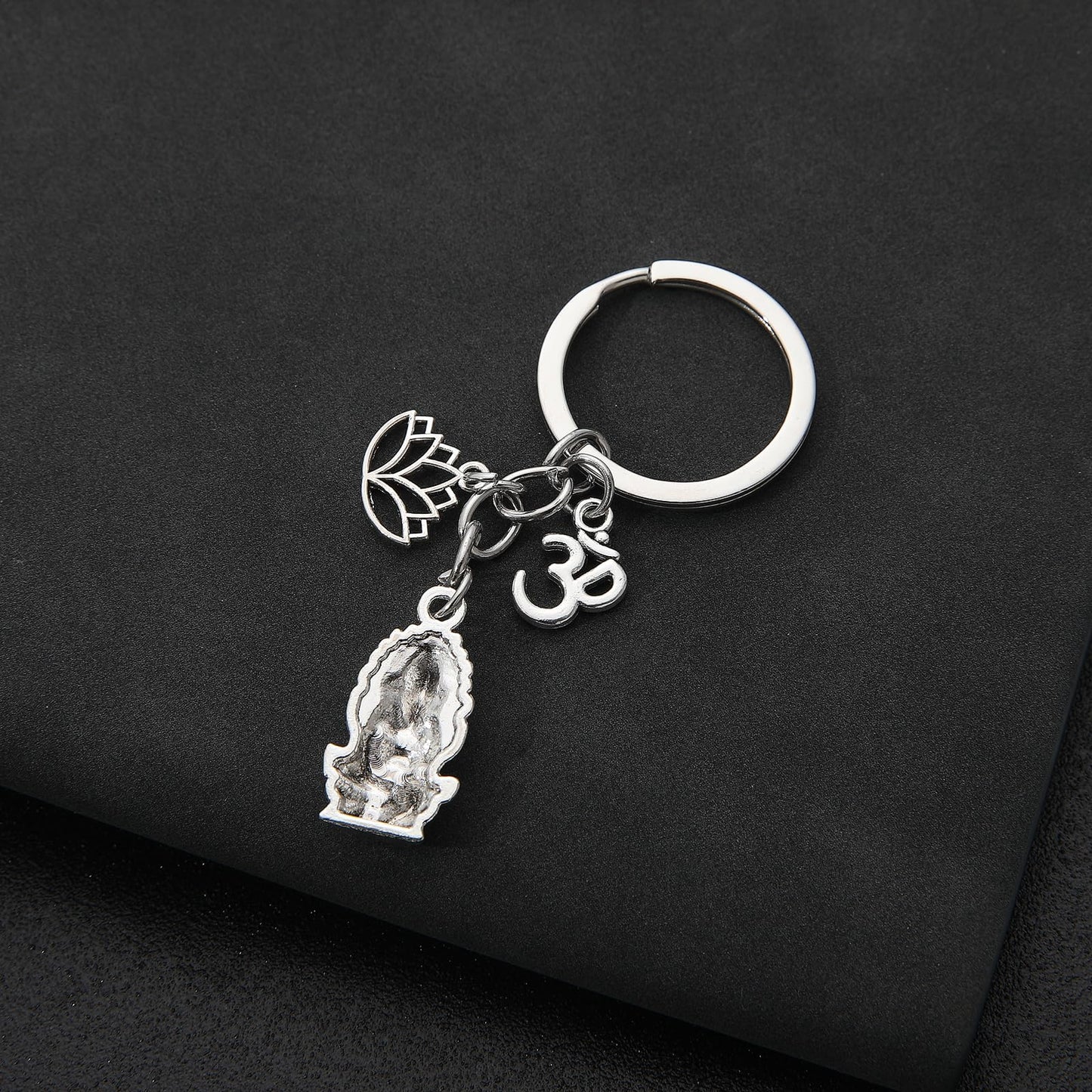 PHAETON 20PCS Ganesha Keychain with Lotus Charm Buddha Key Ring Key Holder Buddha Keychain, God Of Wealth Elephant Keychain for Festive Occasions, 3.18inch, Silver