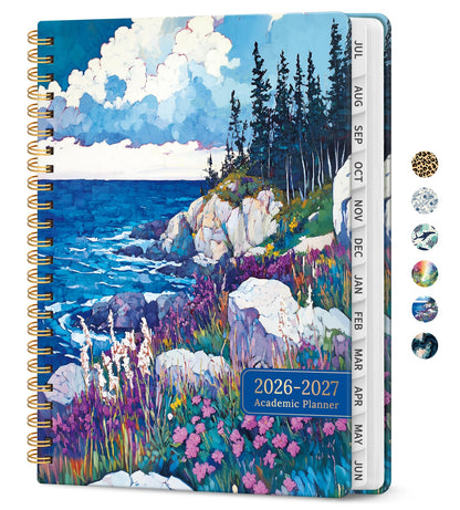 Planner 2026–2027, Weekly & Monthly Academic Organizer for School Year, Jul 2026–Jun 2027, Hardcover Planner with Tabs, Back to School Essential, 6.3" x 8.5", Coastal Wilds