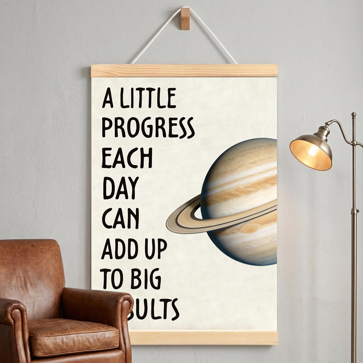CVDGUFY Motivational Wall Art – Inspirational Wooden Scroll for Office, Classroom, and Home Decor – 30x40cm Hand-Painted Poster with UV Printing