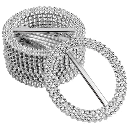 MUKLEI 200 PCS 2.36 Inches Acrylic Rhinestone Buckle, Silver Round Chair Sash Buckles, Chair Sash Ribbon Buckles Slider Elegant Band Ring, for Wedding, Party, Banquets, Craft