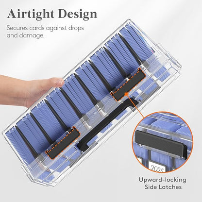 Lifewit Trading Card Storage Box fit for Toploader, Stackable Reinforced Latch Case with 8 Adjustable Dividers, Writable Labels, Organizer for MTG TCG Sports Baseball Bulk Cards, 3 PCS