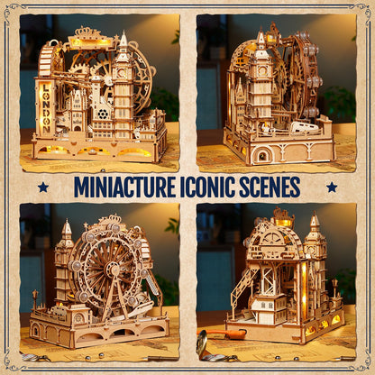 ROKR 3D Wooden Puzzles for Adults,Marble Travel London,431Piece 3D Puzzles,Marble Run Gift for Adults
