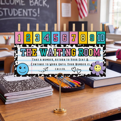 Tinlade Composition Notebook Classroom Management Tools Teacher Waiting Room Sign Girl Style Waiting Room Numbers Classroom Set with Wooden Clips for Back to School Elementary Teacher Supplies