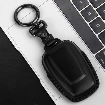 Tukellen for Toyota Key Fob Cover Genuine Leather With Keychain,Leather Key Case Protector Compatible with 2019-2025 Rav4 2020-2022 Highlander Corolla Prius 2018-2024 Camry Avalon C-HR GT86-Black