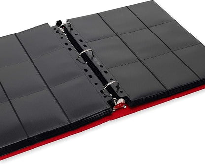 Vault X Slim Ring Binder, 540 Cards, fits 9 Pocket Pages, Exo-Tec Material, 3 D-Ring Folder, for Trading Cards (Red)